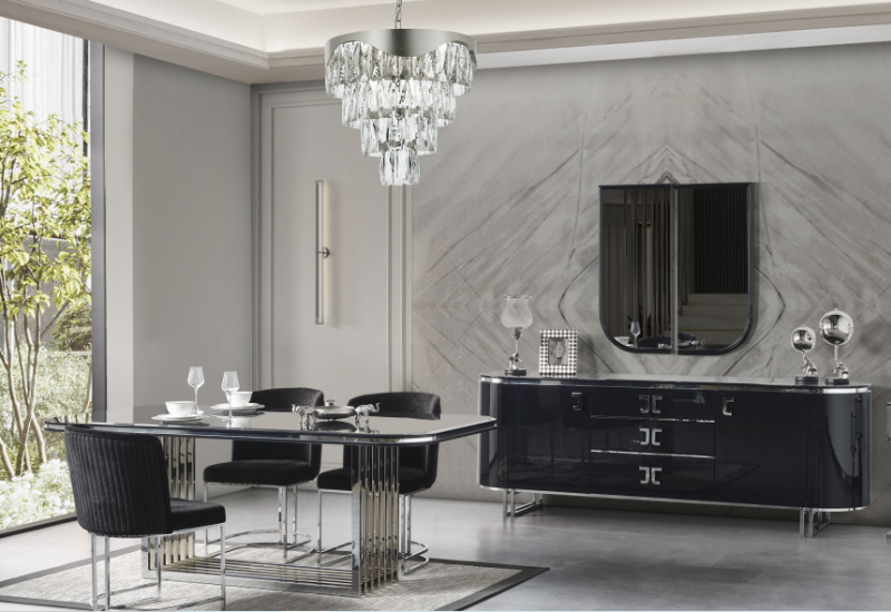 TESLA SİYAH YEMEK ODASI