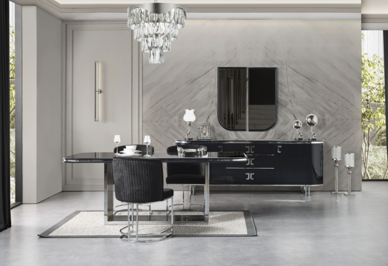 TESLA SİYAH YEMEK ODASI