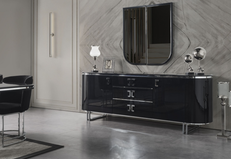 TESLA SİYAH YEMEK ODASI